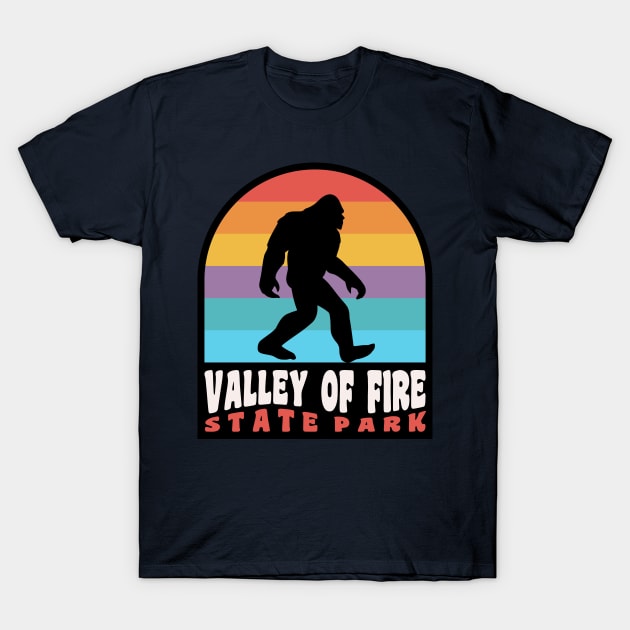 Valley of Fire State Park Bigfoot Sasquatch Retro Sunset T-Shirt by PodDesignShop